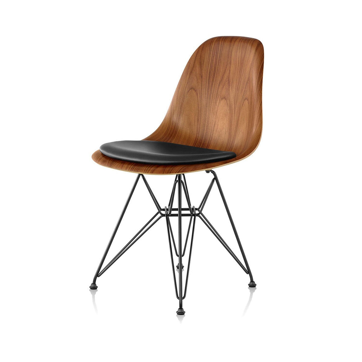 Eames Molded Wire Base Wood Side Chair with Seat Pad Side/Dining herman miller 