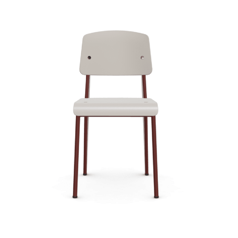 Prouve Standard SP Chair Side/Dining Vitra Warm Grey Japanese red powder-coated (smooth) Glides for carpet