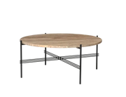 TS Round Coffee Table - Marble Top Tables Gubi Black Warm Taupe Travertine Medium: Dia 31.5"
