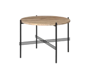 TS Round Coffee Table - Marble Top Tables Gubi Black Warm Taupe Travertine Small: Dia 21.7"