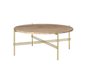 TS Round Coffee Table - Marble Top Tables Gubi Brass Warm Taupe Travertine Medium: Dia 31.5"