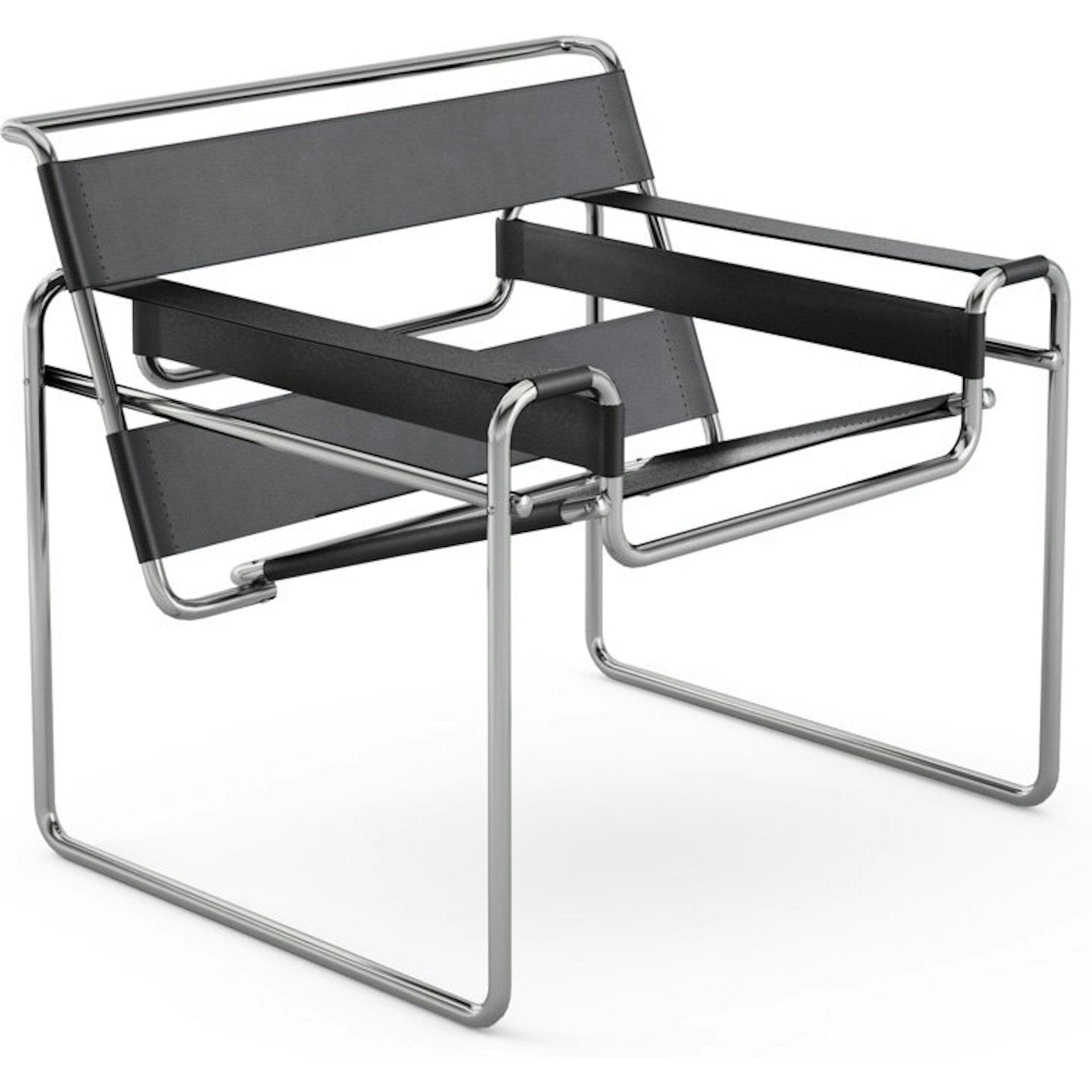 Wassily Chair lounge chair Knoll Belting Leather - Black Polished Chrome 