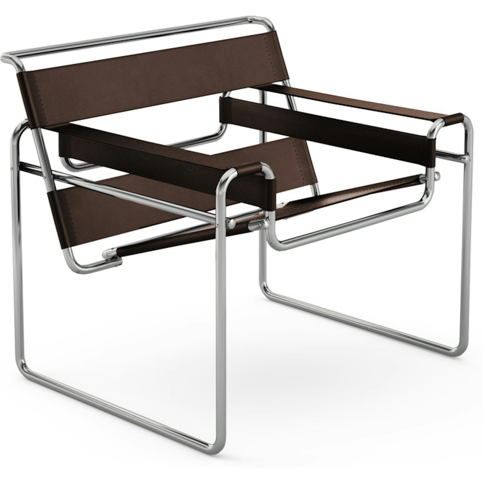 Wassily Chair lounge chair Knoll Belting Leather - Brown Polished Chrome 