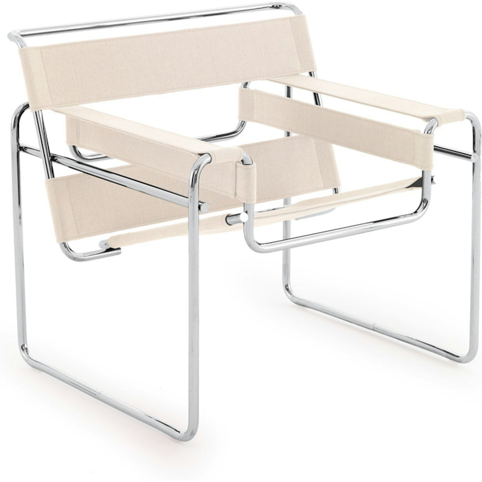 Wassily Chair lounge chair Knoll Canvas - Natural Polished Chrome 