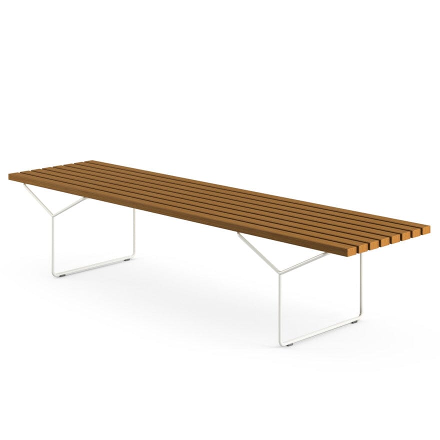 Bertoia Bench Benches Knoll White Painted Base - Teak Slats 