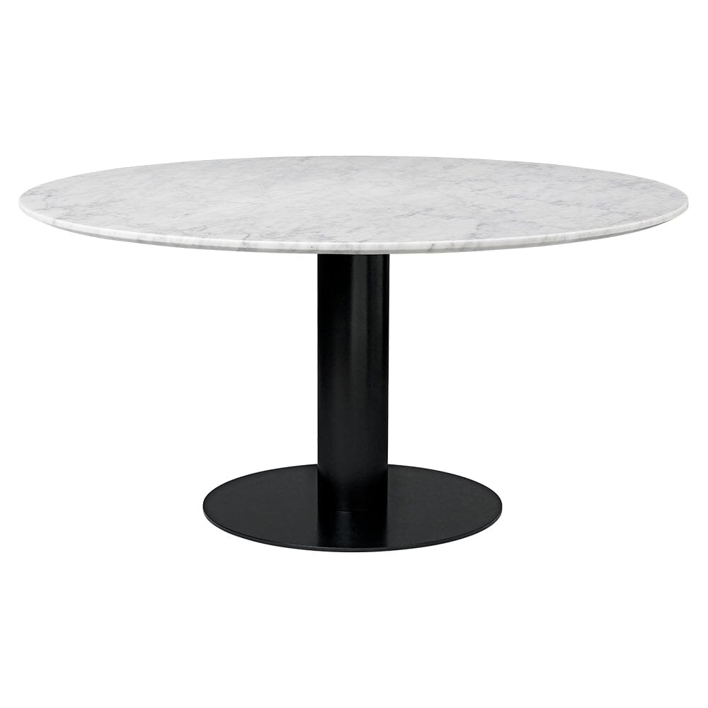 2.0 Round Dining Table Dining Tables Gubi Small Black base White Carrara Marble