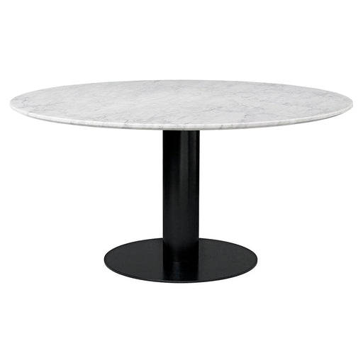 2.0 Round Dining Table Dining Tables Gubi Small Black base White Carrara Marble