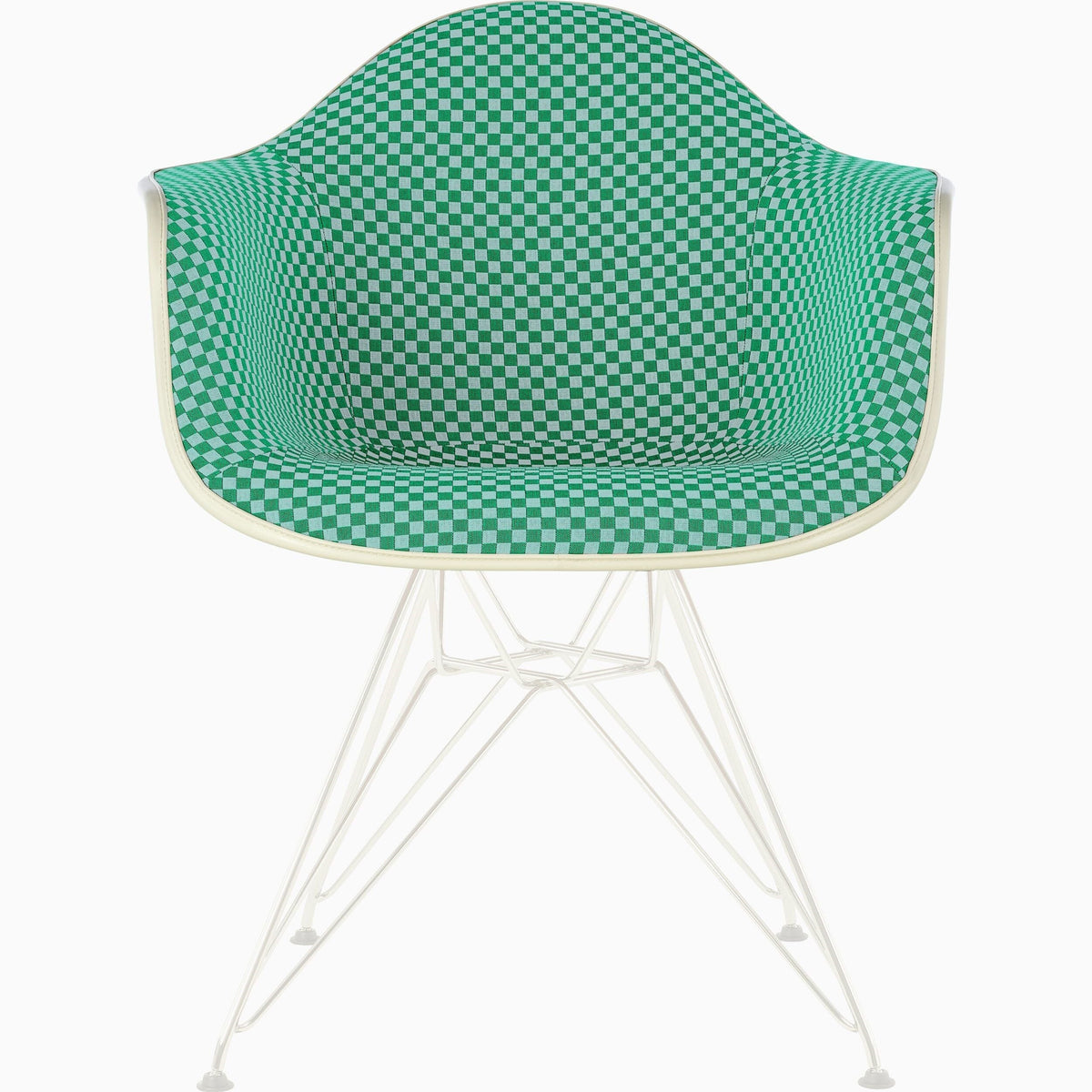 Eames Molded Plastic Upholstered Arm Chair with Wire Base Side/Dining herman miller 