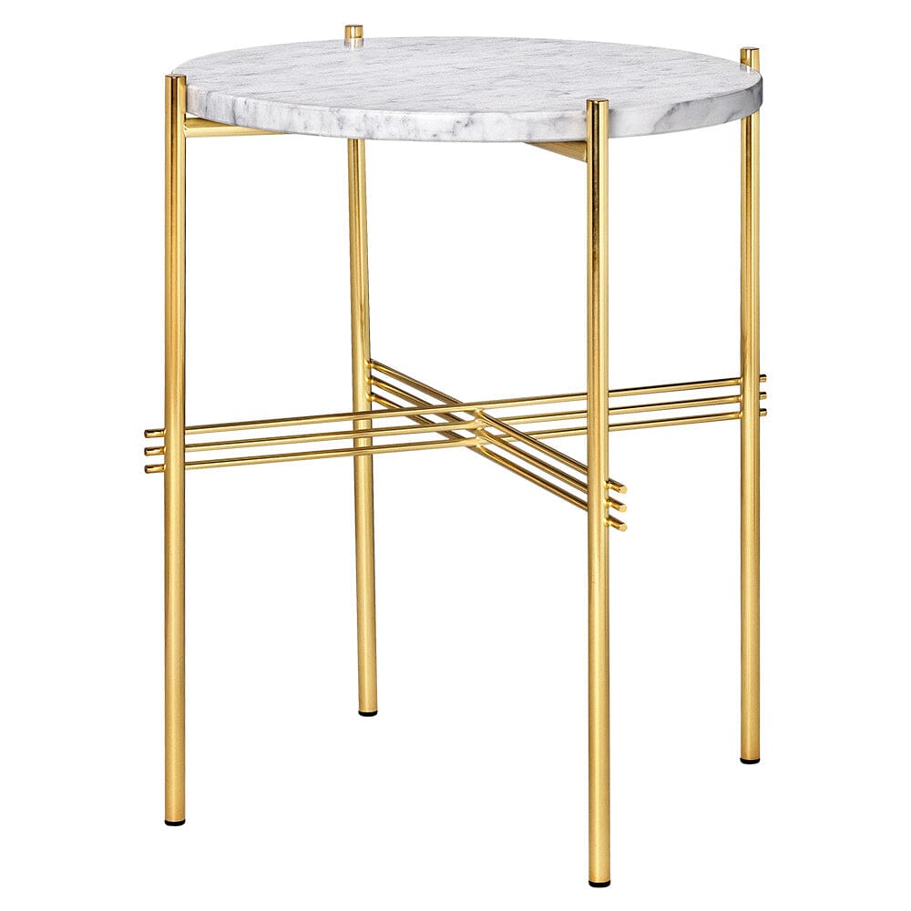 TS Side Table side table Gubi White Carrara Marble Brass 