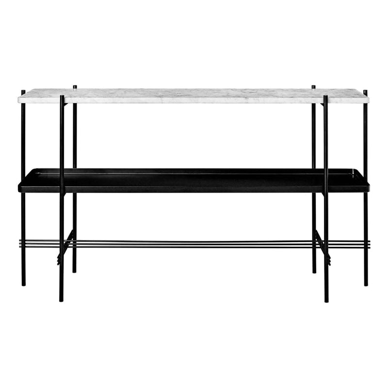 TS Console 2 Rack Table with Tray- 120 x 30 cm Console Table GUBI White Carrara Marble 