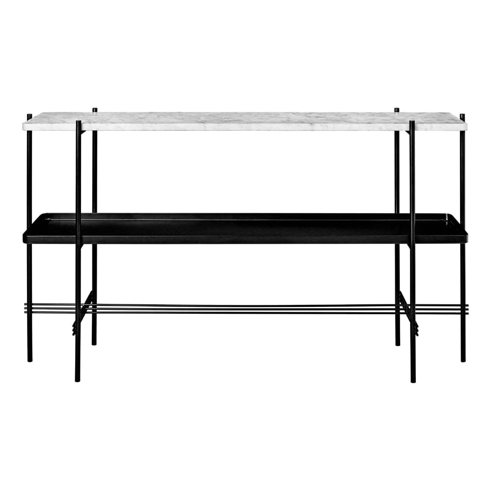 TS Console 2 Rack Table with Tray- 120 x 30 cm Console Table GUBI White Carrara Marble 