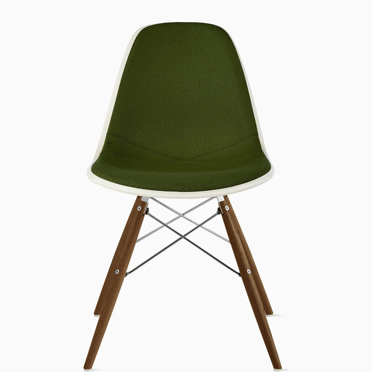 Eames Molded Plastic Upholstered Side Chair with Wood Dowel Base Side/Dining herman miller 