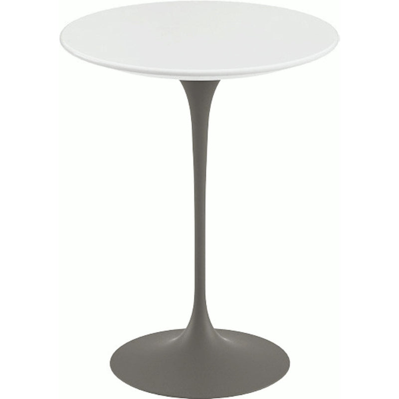 Saarinen Side Table - 16" Round side/end table Knoll Grey White laminate, Satin finish 