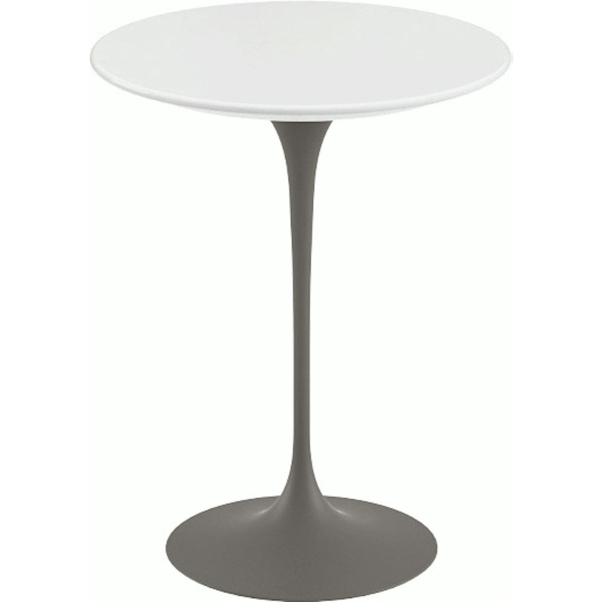 Saarinen Side Table - 16" Round side/end table Knoll Grey White laminate, Satin finish 