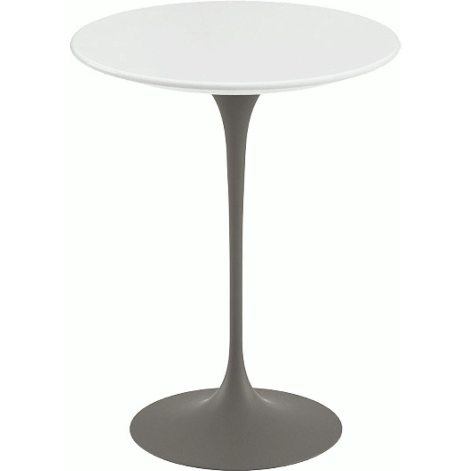 Saarinen Side Table - 16" Round side/end table Knoll Grey White laminate, Satin finish 
