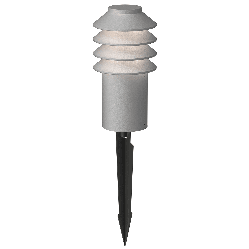 Bysted Garden LED Short Bollard Outdoor Lighting Louis Poulsen Natural Paint Aluminum Spike 2700K