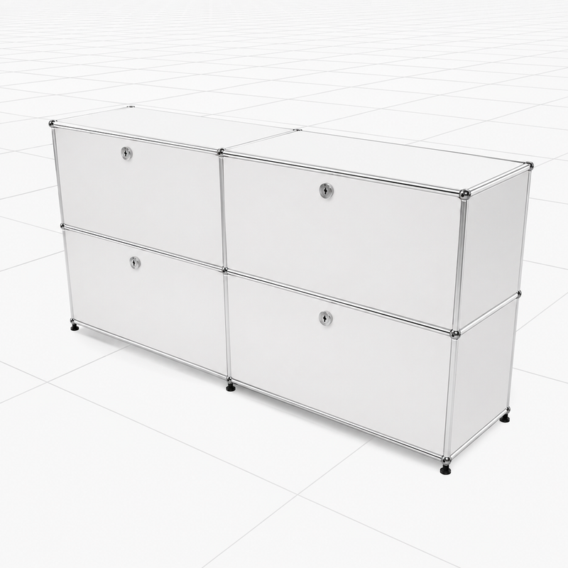 USM Haller Credenza E2 with 23mm Glides /Pure White /4 Drop-Down Doors