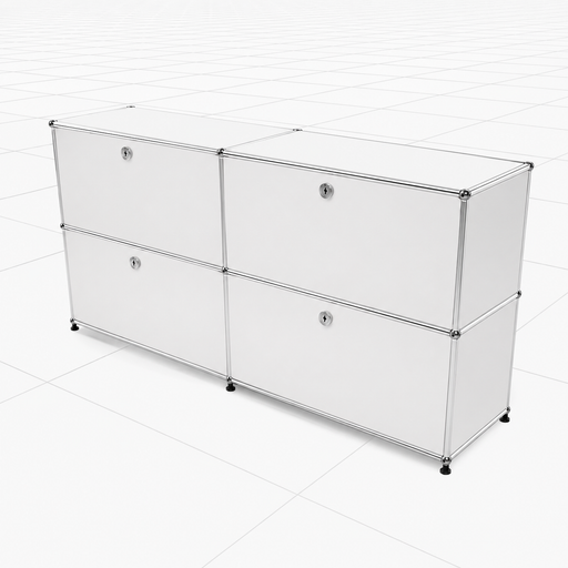USM Haller Credenza E2 with 23mm Glides /Pure White /4 Drop-Down Doors