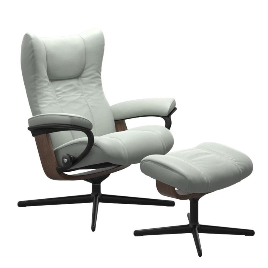 Wing Chair and Ottoman With Cross Base Chairs Stressless 