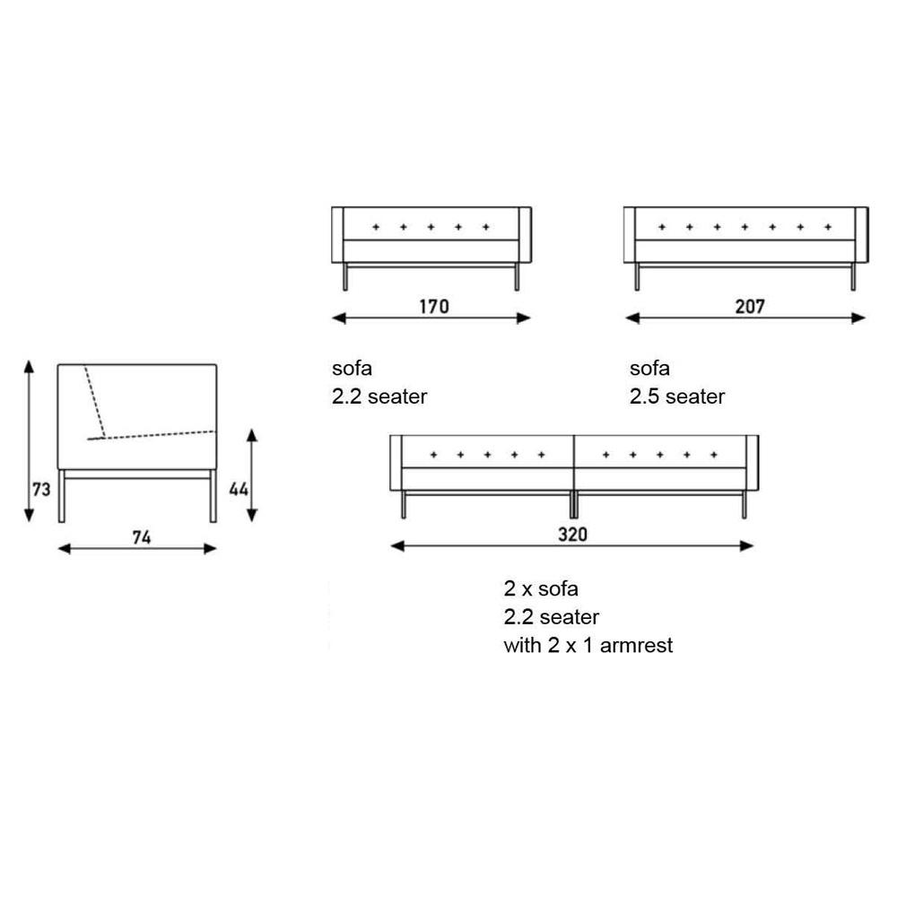 070 2.2 Seat Sofa With Arms Sofa Artifort 