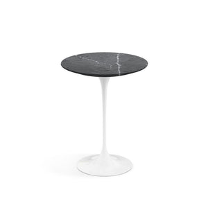 Saarinen Side Table - 16" Round side/end table Knoll White Grigio Marquina marble, Satin finish 