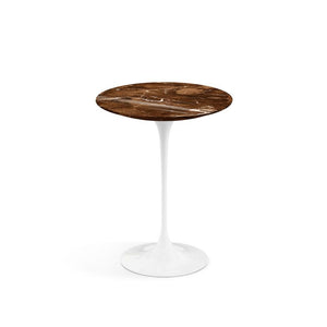 Saarinen Side Table - 16" Round side/end table Knoll White Espresso marble, Shiny finish 