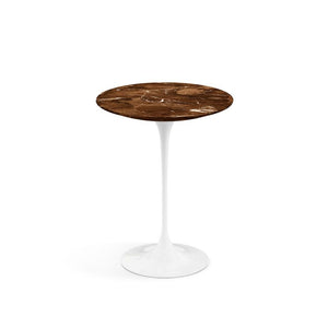 Saarinen Side Table - 16" Round side/end table Knoll White Espresso marble, Satin finish 