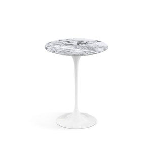 Saarinen Side Table - 16" Round side/end table Knoll White Arabescato marble, Shiny finish 