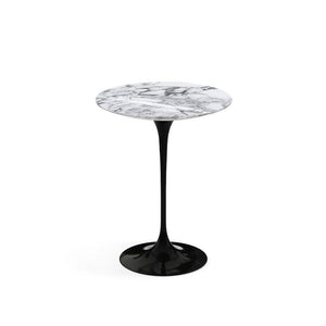 Saarinen Side Table - 16" Round side/end table Knoll Black Arabescato marble, Shiny finish 