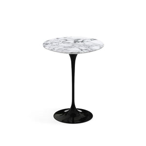 Saarinen Side Table - 16" Round side/end table Knoll Black Arabescato marble, Satin finish 