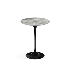 Saarinen Side Table - 16" Round side/end table Knoll Black Grey marble, Satin finish 