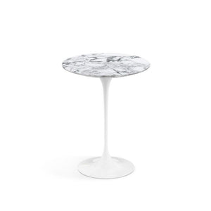 Saarinen Side Table - 16" Round side/end table Knoll White Arabescato marble, Satin finish 