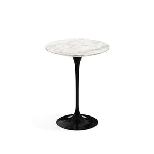 Saarinen Side Table - 16" Round side/end table Knoll Black Calacatta marble, Satin finish 
