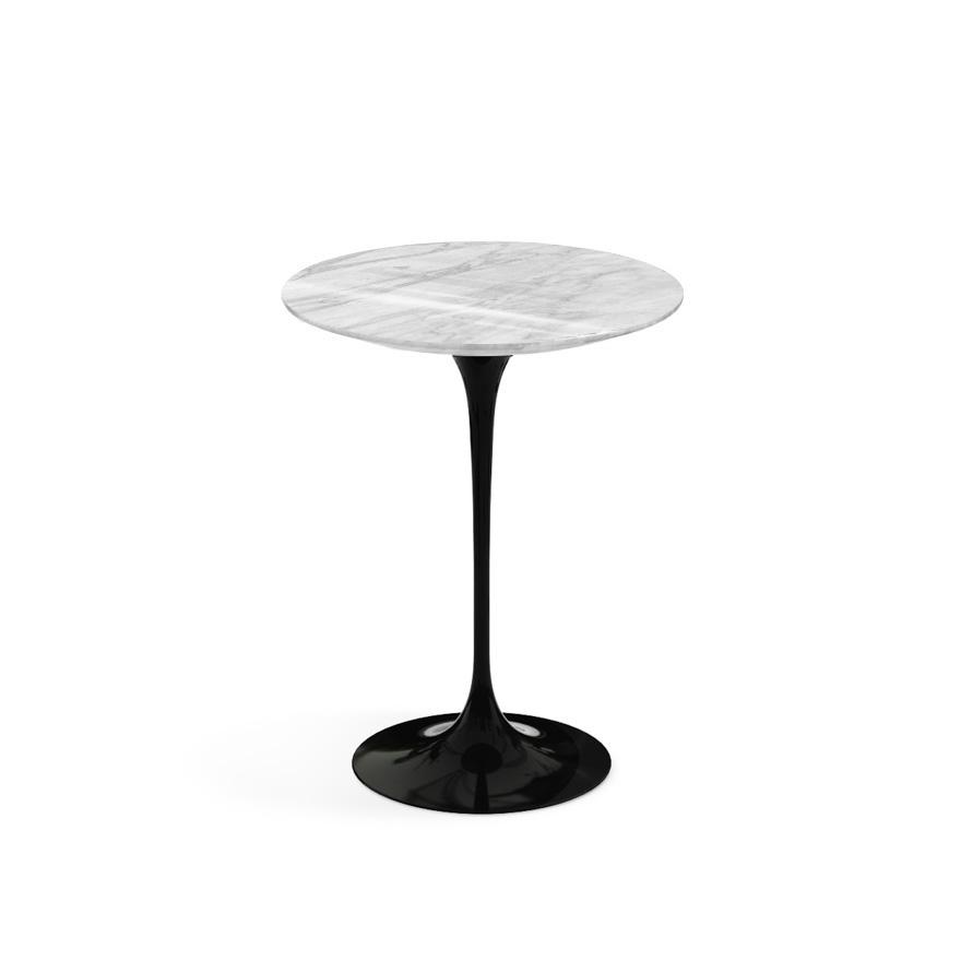 Saarinen Side Table - 16" Round side/end table Knoll Black Carrara marble, Shiny finish 