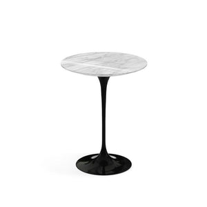 Saarinen Side Table - 16" Round side/end table Knoll Black Carrara marble, Shiny finish 