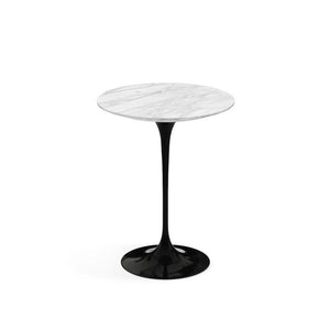 Saarinen Side Table - 16" Round side/end table Knoll Black Carrara marble, Satin finish 