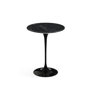 Saarinen Side Table - 16" Round side/end table Knoll Black Nero Marquina marble, Satin finish 