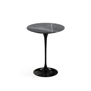 Saarinen Side Table - 16" Round side/end table Knoll Black Grigio Marquina marble, Shiny finish 