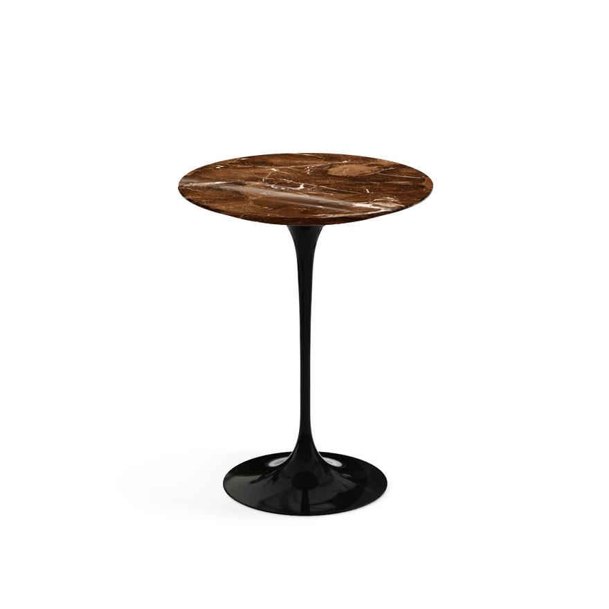 Saarinen Side Table - 16" Round side/end table Knoll Black Espresso marble, Shiny finish 