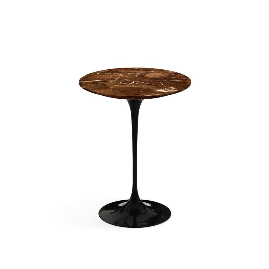 Saarinen Side Table - 16" Round side/end table Knoll Black Espresso marble, Satin finish 