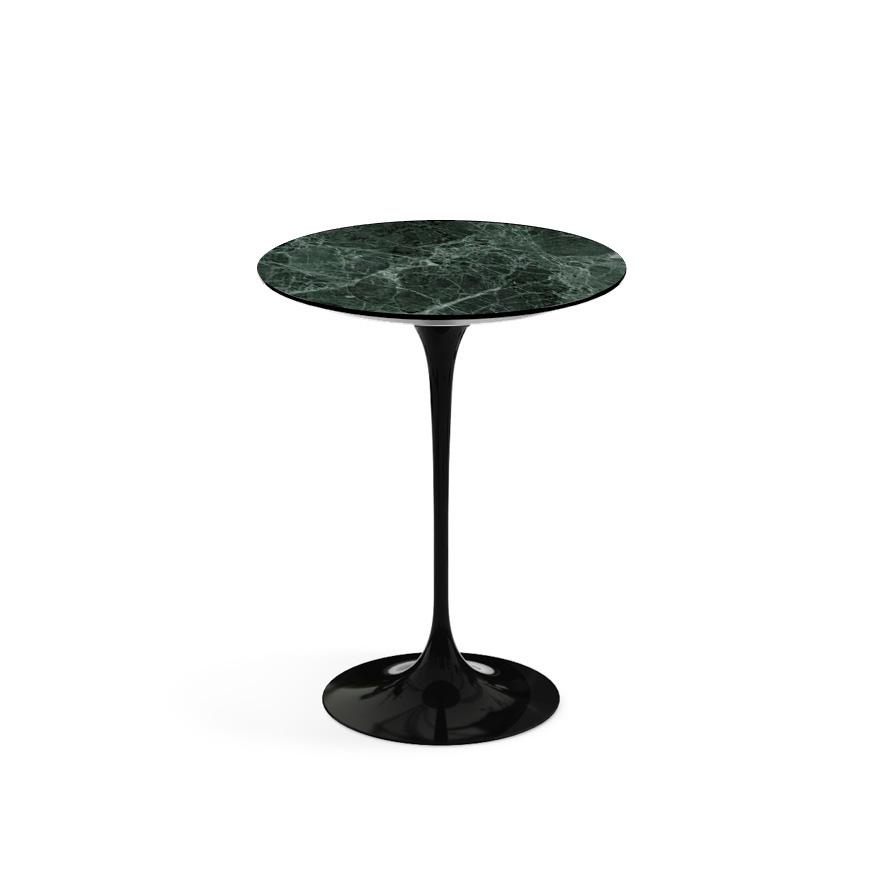 Saarinen Side Table - 16" Round side/end table Knoll Black Verde Alpi marble, Satin finish 