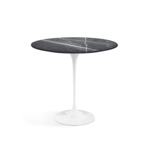 Saarinen Side Table - 22” Oval side/end table Knoll White Grigio Marquina marble, Shiny finish 