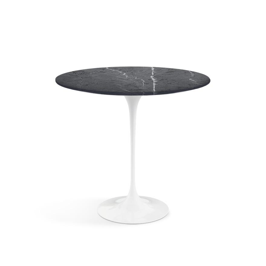 Saarinen Side Table - 22” Oval side/end table Knoll White Grigio Marquina marble, Satin finish 