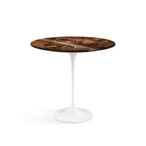 Saarinen Side Table - 22” Oval side/end table Knoll White Espresso marble, Shiny finish 