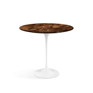 Saarinen Side Table - 22” Oval side/end table Knoll White Espresso marble, Satin finish 