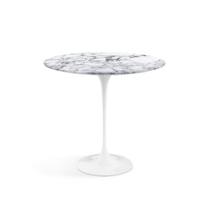 Saarinen Side Table - 22” Oval side/end table Knoll White Arabescato marble, Satin finish 