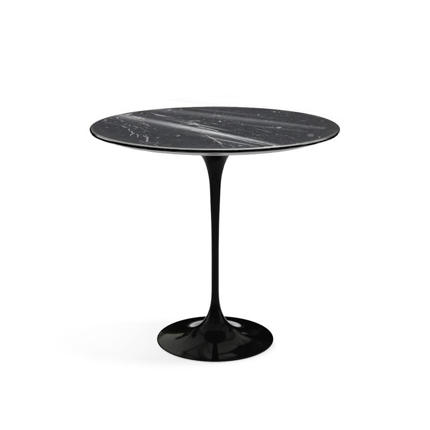 Saarinen Side Table - 22” Oval side/end table Knoll Black Nero Marquina marble, Shiny finish 