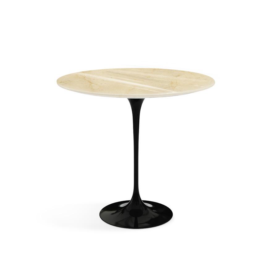 Saarinen Side Table - 22” Oval side/end table Knoll Black Empire Beige marble, Shiny finish 