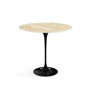 Saarinen Side Table - 22” Oval side/end table Knoll Black Empire Beige marble, Shiny finish 