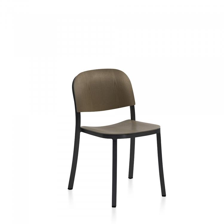 Emeco 1 Inch Stacking Chair Chairs Emeco Dark Powder Coated Aluminum Walnut 